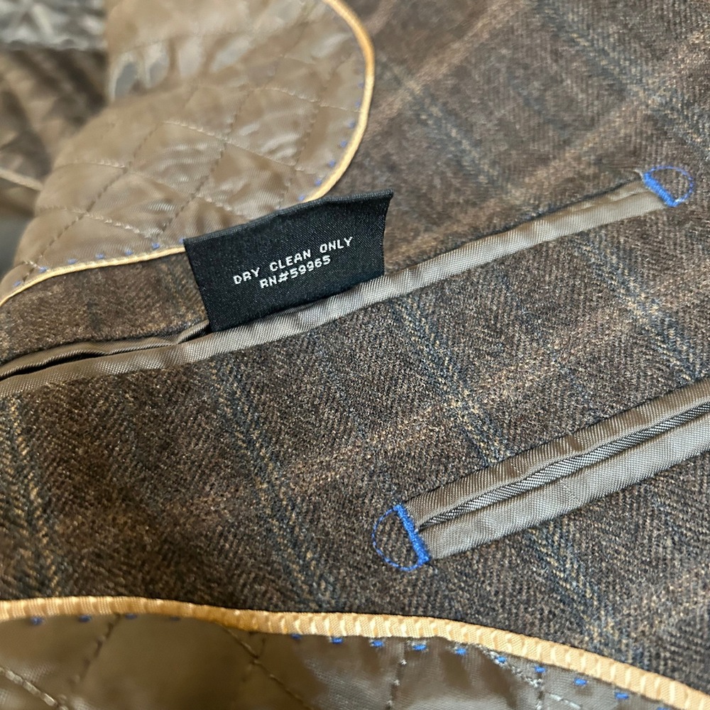 Bachrach Brown Plaid Two Button Blazer Business Casual Coat Jacket Mens 42R - Picture 9 of 15